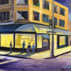 Nocturne Painting California City of Abbot Kinney Blvd Los Angeles