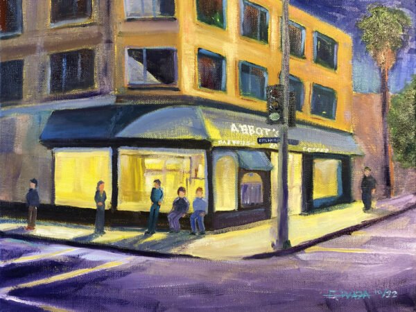 Nocturne Painting California City of Abbot Kinney Blvd Los Angeles