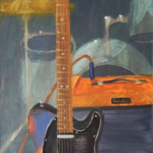 Electric Guitar Painting Tele Relic-Finished Oil on Stretched Canvas