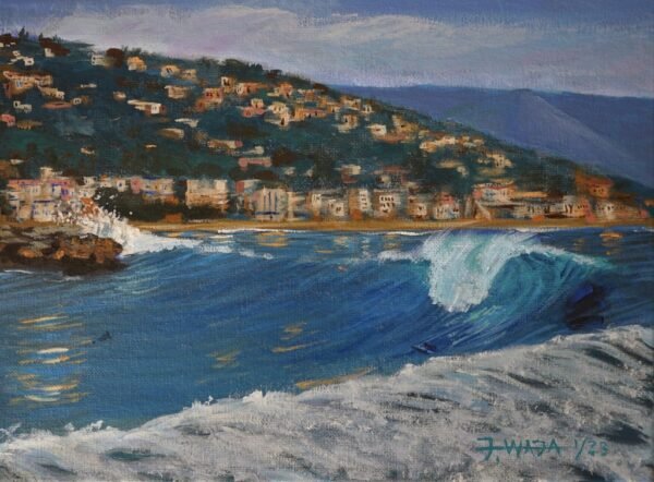 Laguna Beach Surf Painting of Bird Rock 9"X 12" Acrylic on Canvas