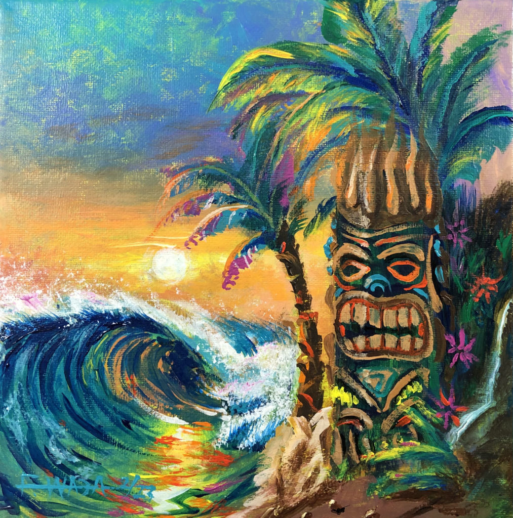 Tiki Beach Painting8″ X 8″ Acrylic on Stretched Canvas – Artworks
