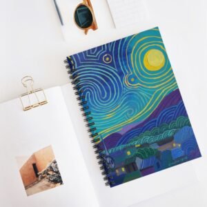 Expressive Abstract Starry Night Spiral Notebook - Ruled Line - Image 5