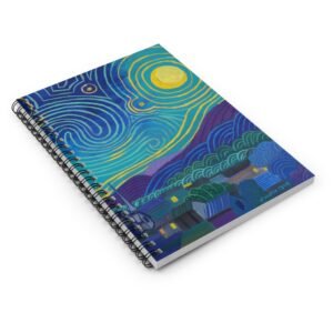 Expressive Abstract Starry Night Spiral Notebook - Ruled Line - Image 3