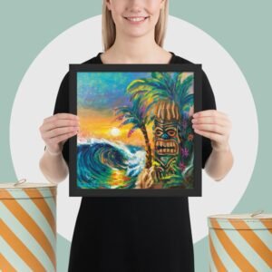 Tiki Beach Framed Print Black - Image 4