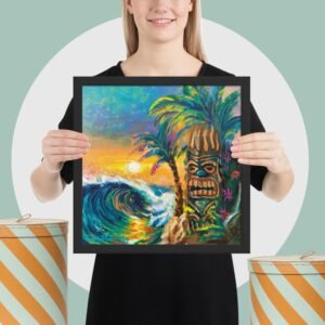Tiki Beach Framed Print Black - Image 3