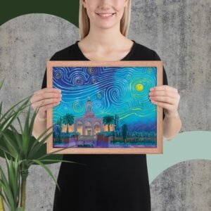 Newport Beach Temple Expressive Abstract Framed Print Oak - Image 3