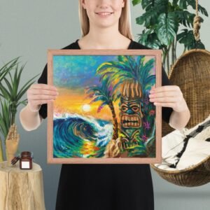 Tiki Beach Framed Print Oak - Image 3