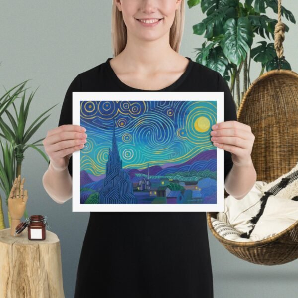 Remake of Van Gogh's Starry Night in Line Art Style by Artist Fred Wada