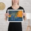 Salt Lake City Utah Temple influenced by classic Van Gogh's Starry Night in Line Art Style by Artist Fred Wada