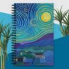 Spiral Notebook with cover of Van Gogh's Starry Night Remake in Line Art Style by Artist Fred Wada